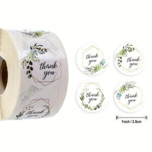 500 Thank You Flower Stickers 4 Patterns NIB